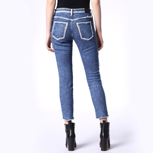 Diesel Skinny Cropped Raw Hem Jeans SZ 28 - Picture 2 of 16